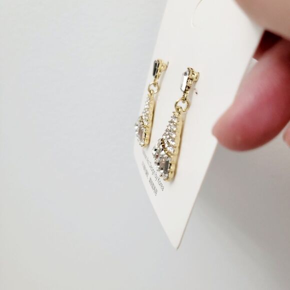 Brand New Gold Tone Silver Rhinestone Earrings - Picture 5 of 9